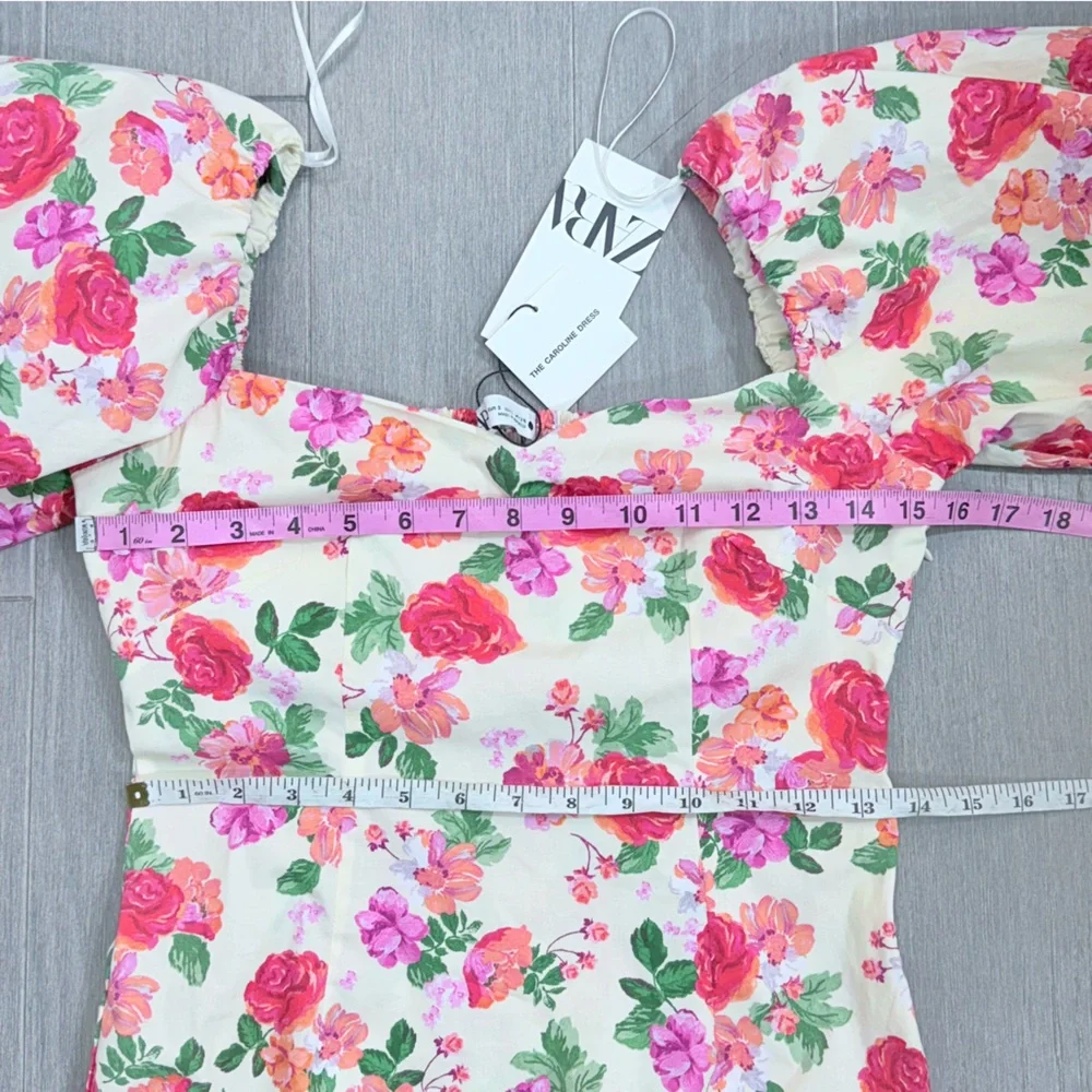 NWT ZARA THE CAROLINE DRESS S MINI FLORAL OFF SHOULDER PUFF SLEEVE Blogger Fave - Picture 15 of 16